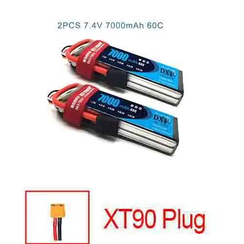 2PCS2S7000mahXT90 DXF Батарея Lipo 2S 3S 7,4 V 11,1 V 5200 мА/ч, 7000 мА/ч, 60C 120C 100C 200C 25C 50C на колесиках 1000 мАч 3S FPV RC вертолет автомобиля - Цвет: 2PCS2S7000mahXT90