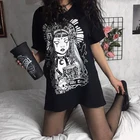 Женская футболка goth Dark Grunge, черная футболка с принтом, Готическая свободная футболка в стиле панк Harajuku, уличная Женская Эстетическая одежда, Винтажная Футболка