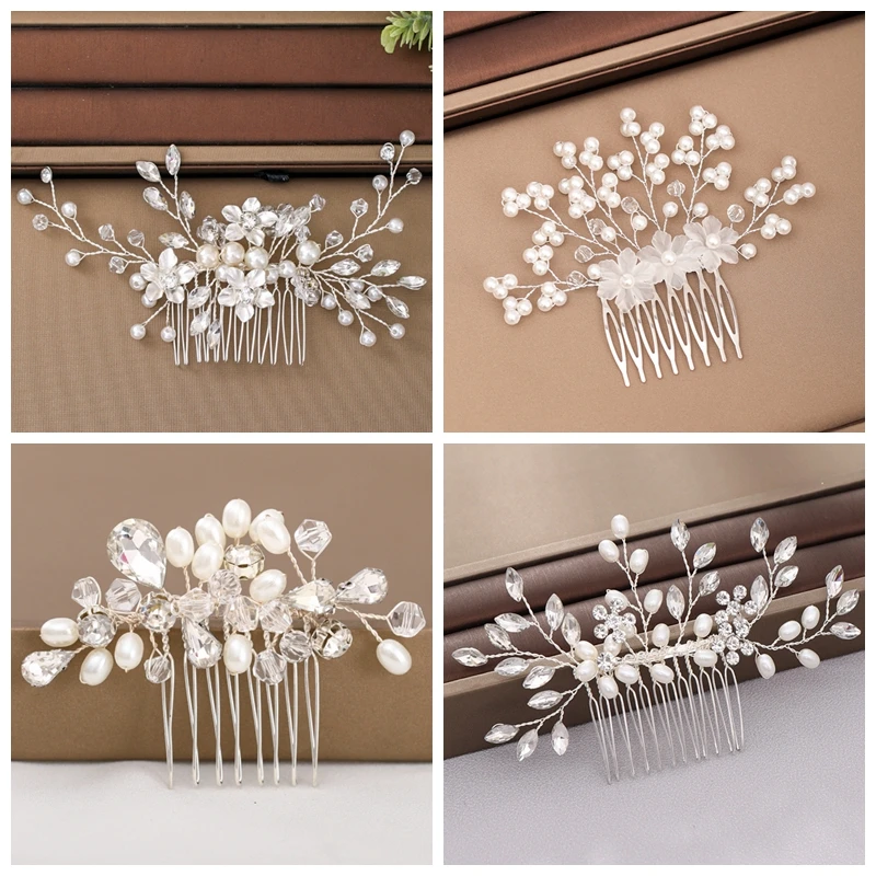 

Pearl Hair Comb Children's Headdress Female Handmade Flower Head Hair Accessories Princess Hair Comb Girl Joker Show Hairpin
