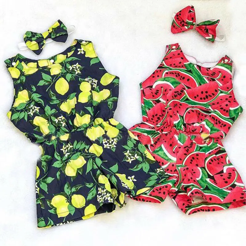 

Toddler Kid Baby Girl Fruit Printing Jumpsuit Outfit Clothes Summer