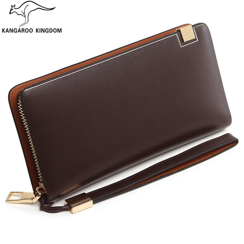 

Брендовый мужской кошелек Kangaroo Kingdom, длинный сплит-Кожаный клатч на молнии, кошелек для телефона