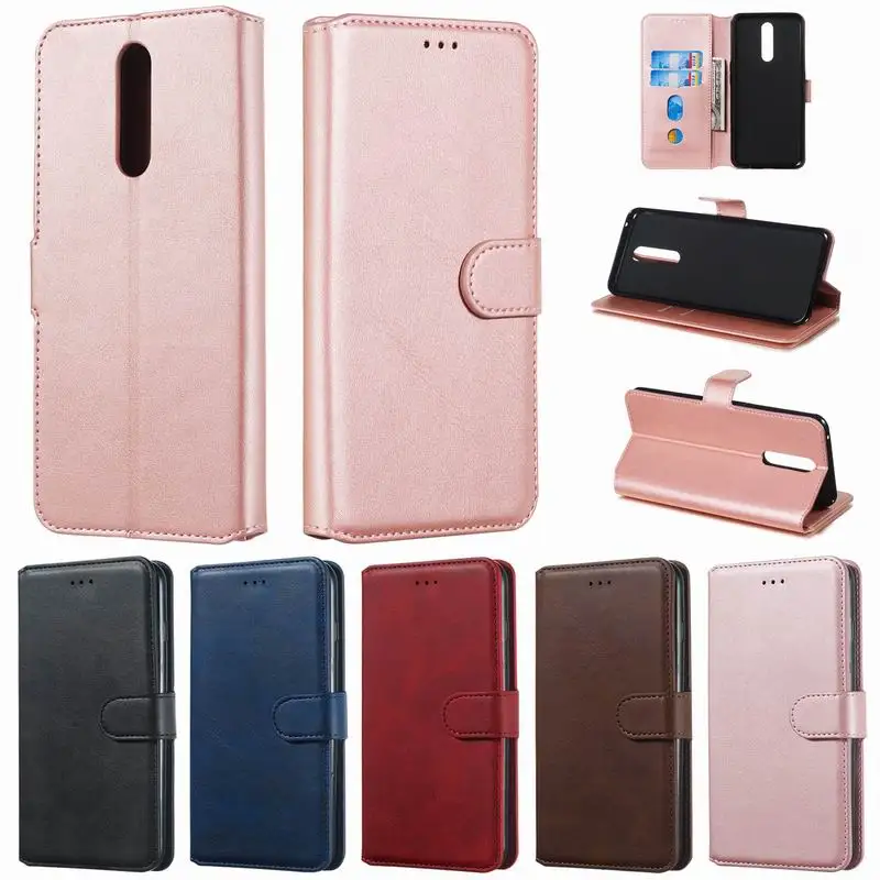 Модный однотонный чехол из искусственной кожи для OPPO A3S/A5/AX5/R15 NEO флип-чехол