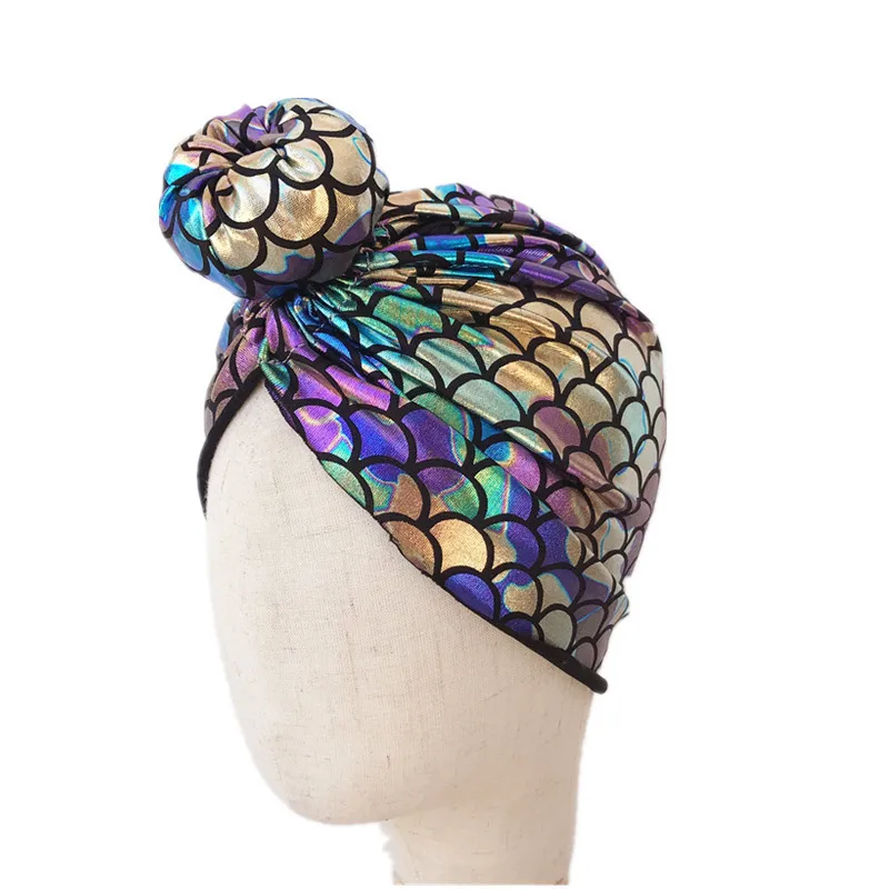 Банданы для маленьких девочек шапки с принтом в виде рыбьей чешуи новорожденных