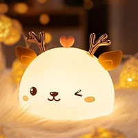 led night lights for kids room cute stuff deer nightlight for children baby toddler silicone touch sensor portable rechargeable