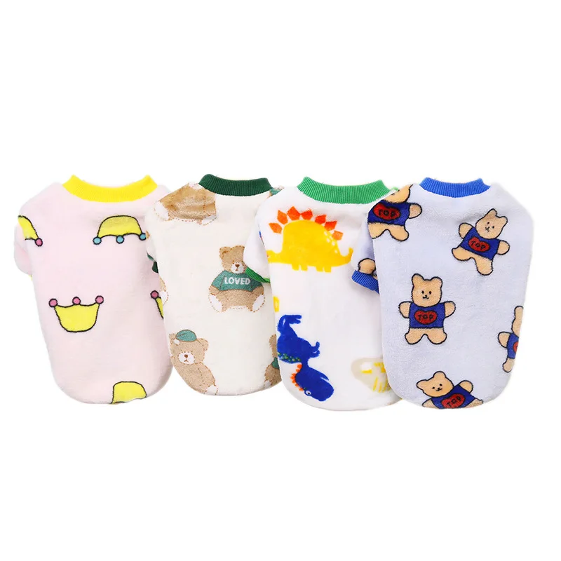 

Winter Pet Clothes Cute Cartoon Print Dog Sweatshirt For Small Medium Dogs Puppy Flannel Pullover Coat Yorkshire Terrier Costume