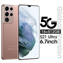 New SmartPhone S21 Ultra 6.8 inch Full Display 16GB +512GB 24MP+48MP Facial Recognition 5G Dual SIM GPS Celulares Mobile Phones