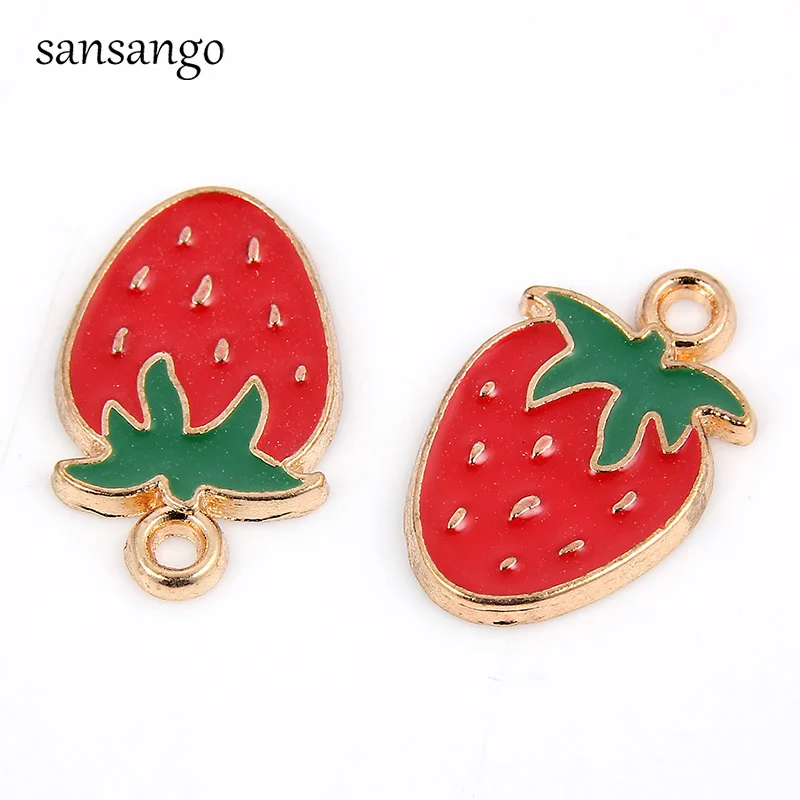 Strawberry 1 10 шт., новинка, браслет, золото, ананас, фрукты, сплав, подвески, бусины, подходят для женщин, девушек, ювелирные изделия, аксессуары для изготовления - Окраска металла: Strawberry 1