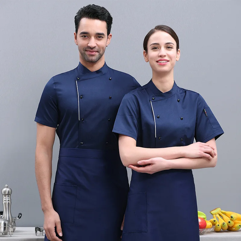 

Work Clothes Chef Hat Chef Overalls Short Sleeve Men Breathable Hotel Baking Pastry Kitchen Canteen Work Wear Customization