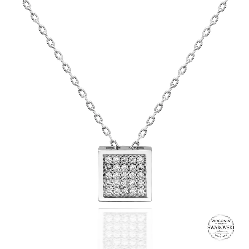 

Silverlina Silver Swarovski Zirconia Cubic Zirconia Square Pendant