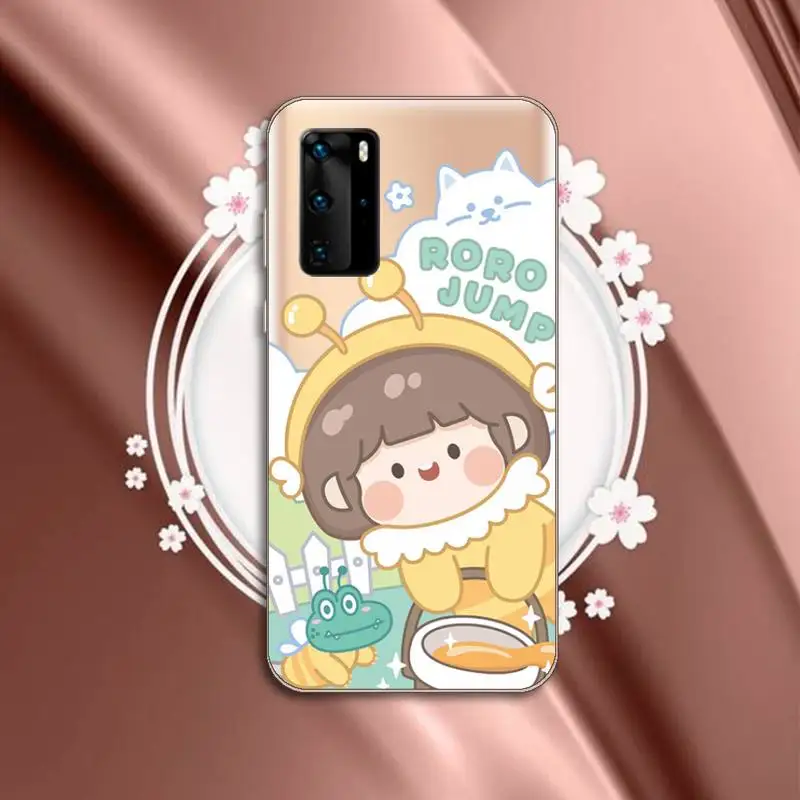 

Cute anime girl snacks Phone Case Transparent for Huawei P honor 8 10i 20 30 40 smart 2019