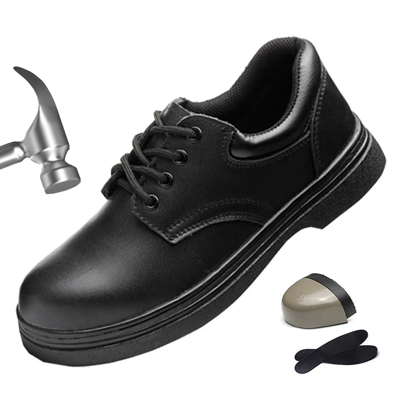 Зимняя обувь Мужская Рабочая кожаная защитная ботинки со стальным носком модная