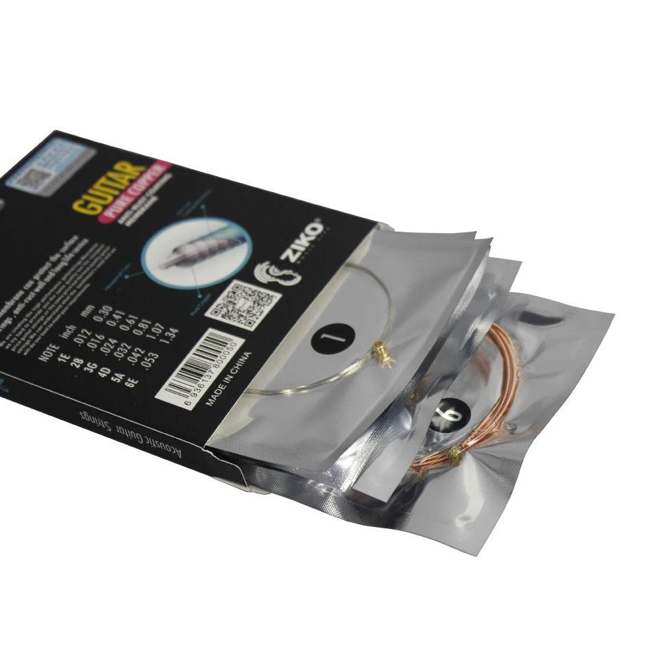 ZIKO DR Series 010-048 011-050 012-053 дюймовые Струны для акустической гитары струны из чистой меди, мембранная мембрана с антикоррозийным покрытием