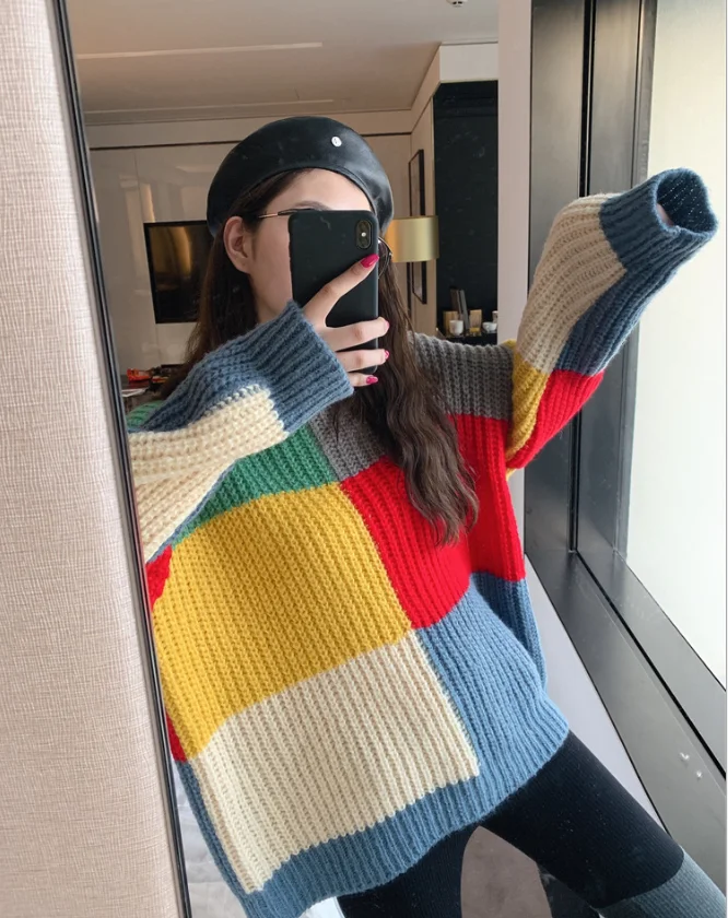 Разноцветные свитера для семьи одежда мамы и дочки свитер с принтом одинаковые