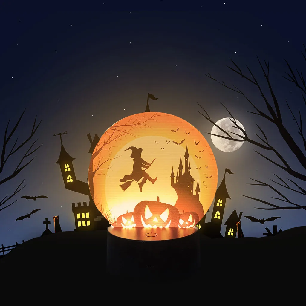 Хэллоуин тыква летучая мышь узор светильник свет сцена макет реквизит ночное