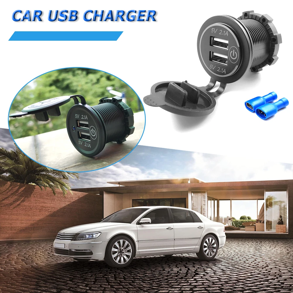 

Зарядное устройство для автомобильного адаптера, прикуриватель, двойное зарядное устройство USB с переключателем, 2 Клеммы для автомобиля, м...