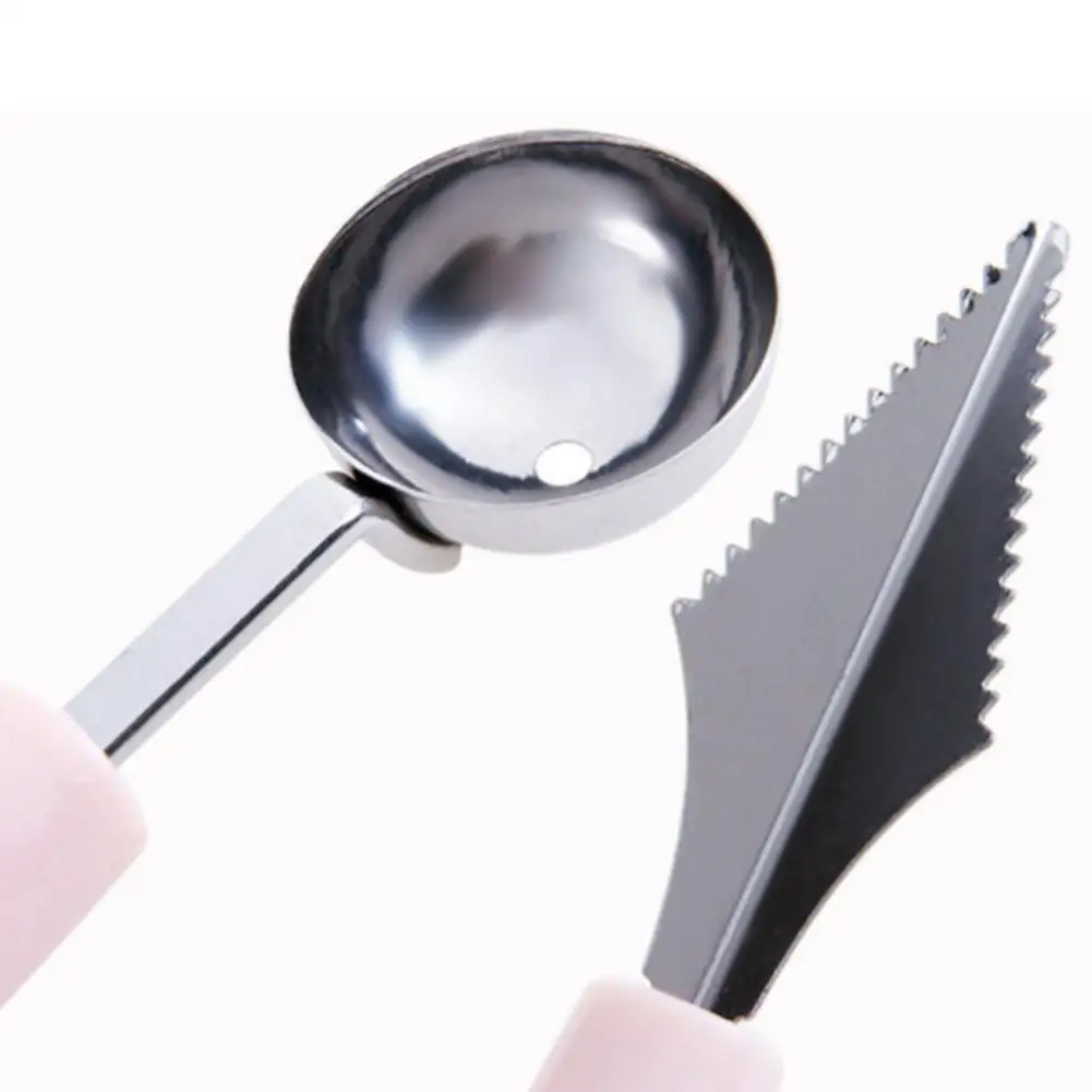 

Household kitchen accessories 2 in 1 double head stainless steel carving knife fruit watermelon ice cream ball spoon spoon