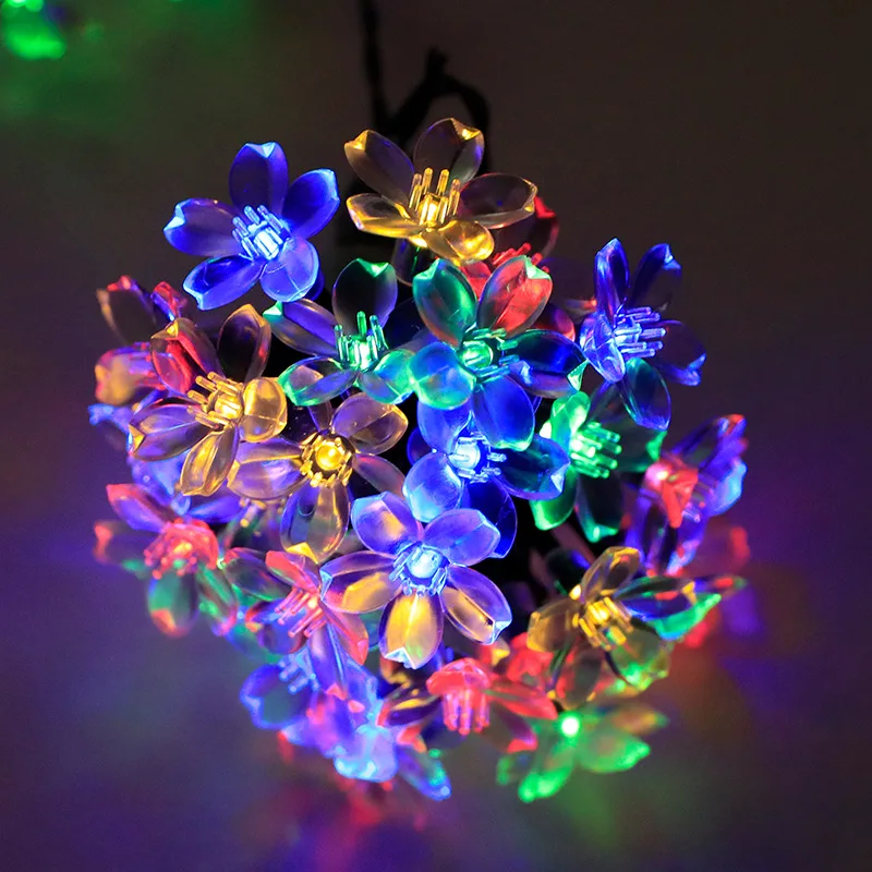 

Cherry Blossom Garland 3/5M Indoor Decorative String Fairy Light Crystal Silicone Flower Festival Xmas Decoration Battery Power