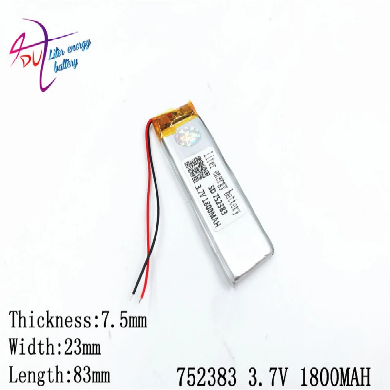 3 7 V 1800mAH 752383 752585 PLIB полимерный литий-ионный аккумулятор для dvr GPS mp3 mp4 сотового