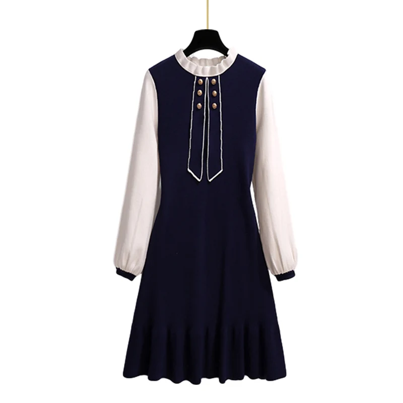

Match with Coat French Retro Button Knitted Red 2020 New Autumn and Winter Bottoming Sweater Little Black Dress