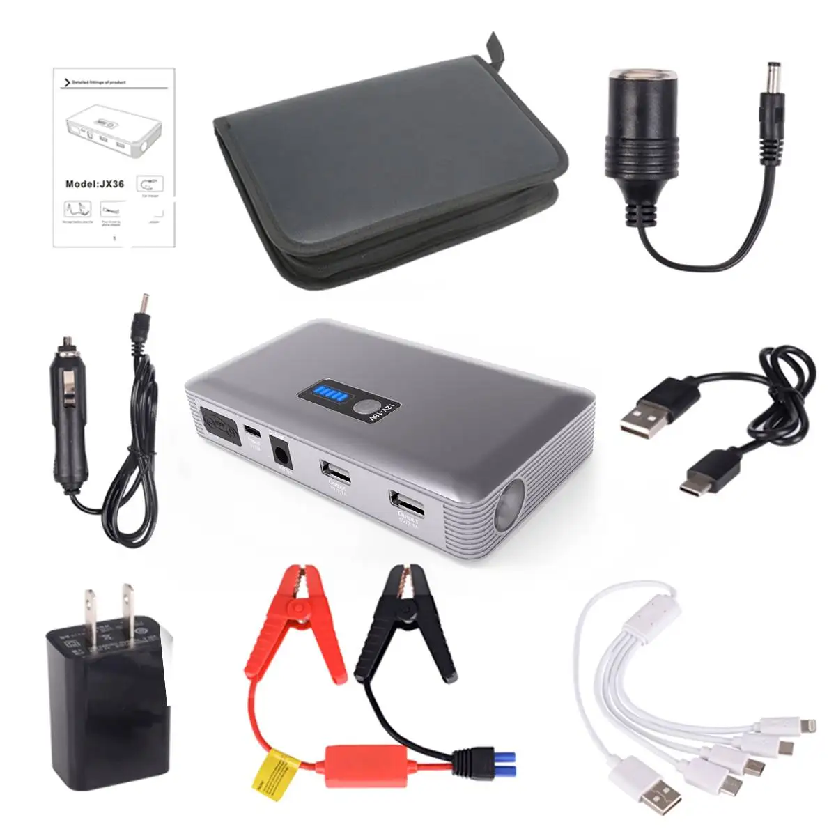 98600mAh 12V 1000A Многофункциональный портативный пусковое устройство USB power Bank автомобильный аккумулятор зарядное устройство пусковое устройство EU Plug