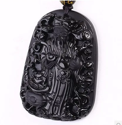 

Натуральный черный обсидиан бусы ожерелье ручной работы Бог богатства нефрит кулон модное очарование ювелирные изделия для мужчин женщин ...