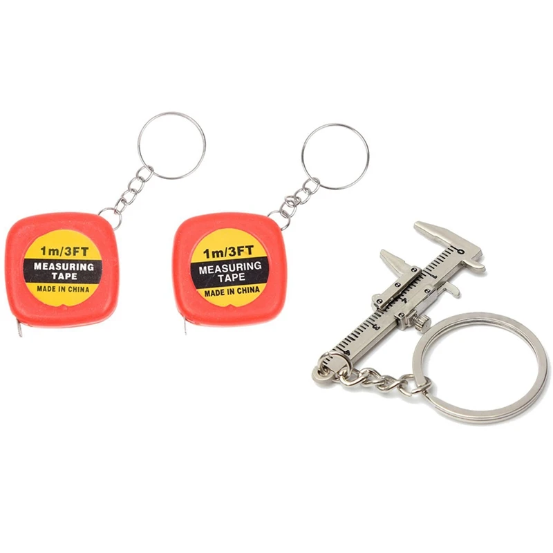 2 шт. красный чехол 1 метр 3 фута рулетка с кольцом для ключей и 1x штангенциркуль