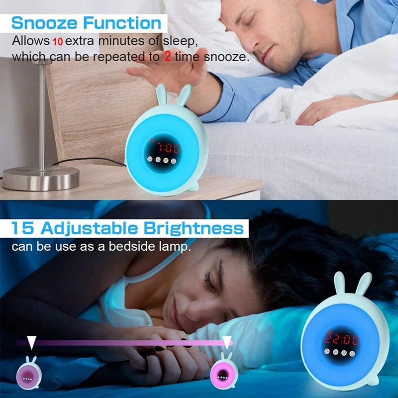 

Children's Alarm Clock-Children Sleep Training Clock, Colorful Night Lights and Alarm Clock-Cute Children's Night Lights