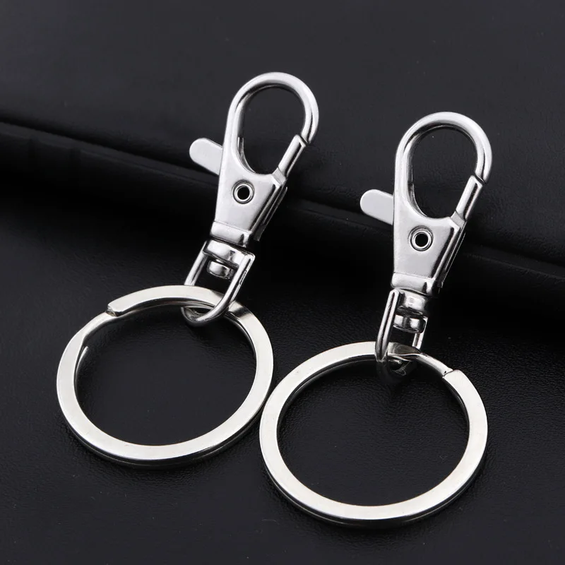 

10pcs Wholesale Silver Color Rhodium Lobster Clasp Clips Key Hook Keychain Split Key Ring Findings Clasps DIY Keychains Making