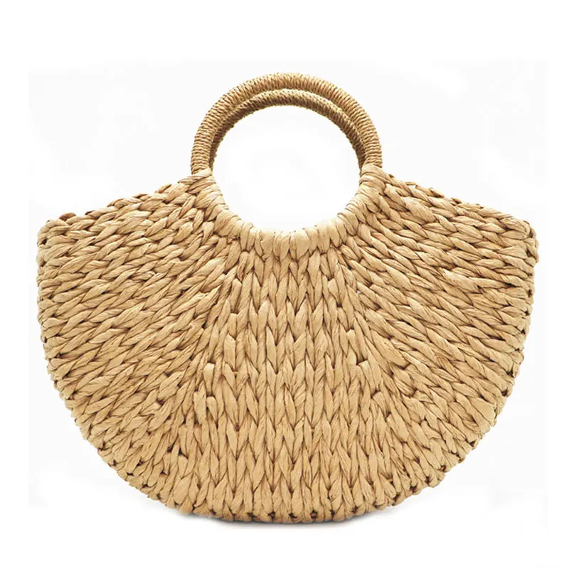 

Летняя плетеная круглая Соломенная женская сумка ручной работы, Женская пляжная сумка-тоут в богемном стиле с Бали, модная винтажная сумка ...