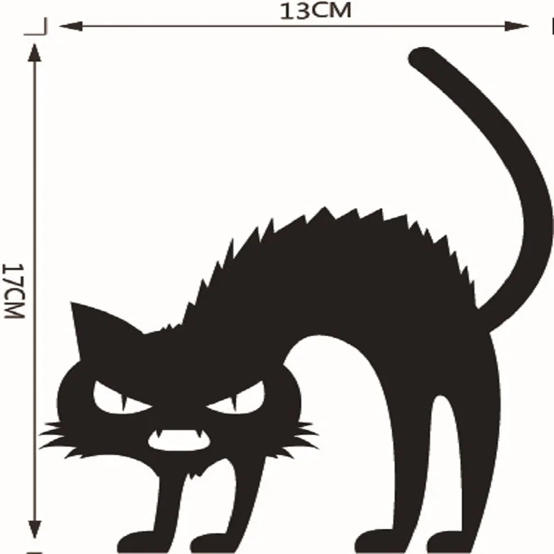 3 шаблона черная страшная наклейка в виде кошки Boo! Съемная Наклейка на стену
