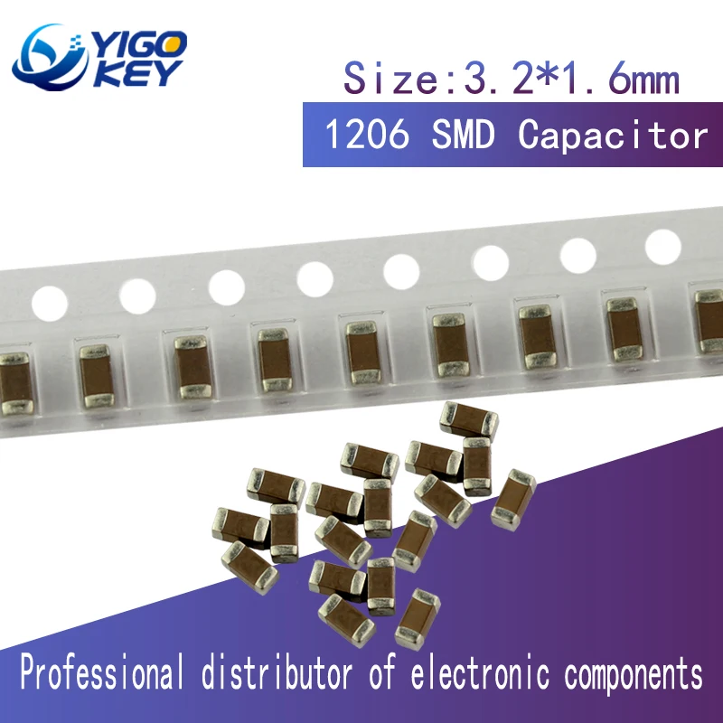 

100pcs 1206 100PF NPO Error 5% 100P 0.1NF 50V SMD Capacitor