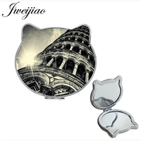 jweijiao the leaning tower of pisa leather cat ear shaped makeup mirrors magnifier game vanity beauty health mirror ns049