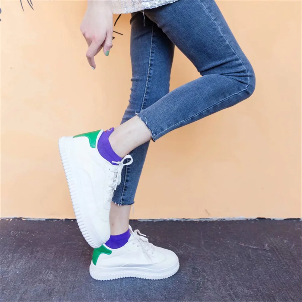 Вышитые Мультяшные женские носки Харадзюку повседневные короткие дышащие