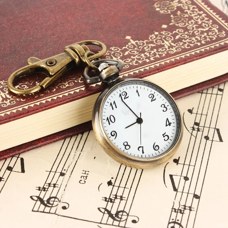 

Bronze Color Round Pendant Quartz Watch Pocket Keyring Ladies Kids Watch Gift Watch Xmas Gift