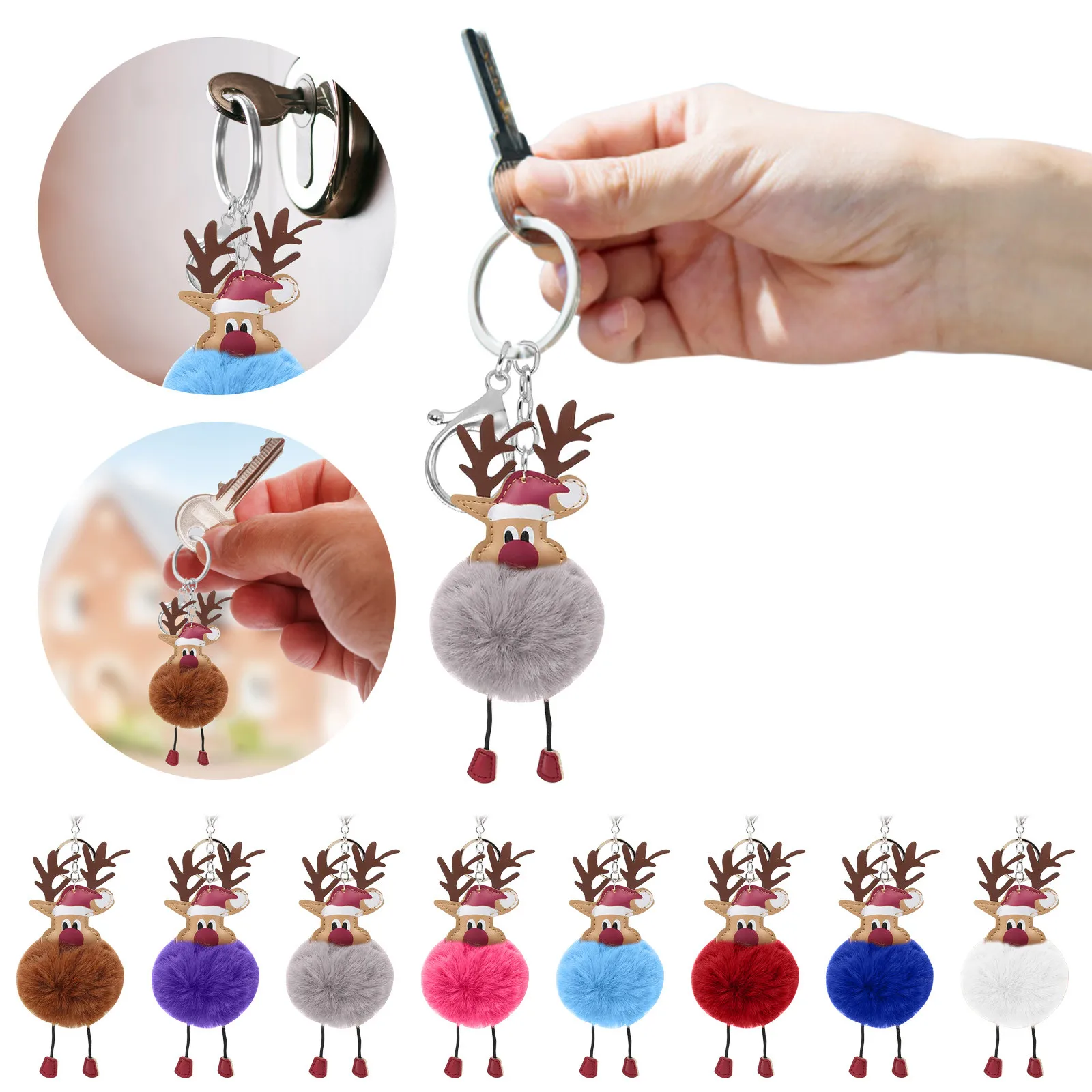 

Christmas Elk Plush Pendant Cute And Soft Elk Personalized Diy Plush Cartoon Keychain Bag Plush Car Keychain Pendant Hot Sale