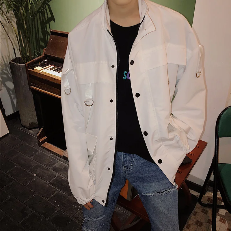 Куртка мужская с лентами и множеством карманов уличная ветровка в стиле