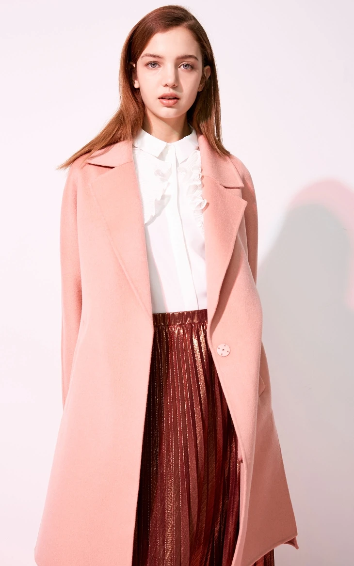 Vero Moda Женское шерстяное пальто средней длины со скрытыми пуговицами с отворотом на плече | 318427511