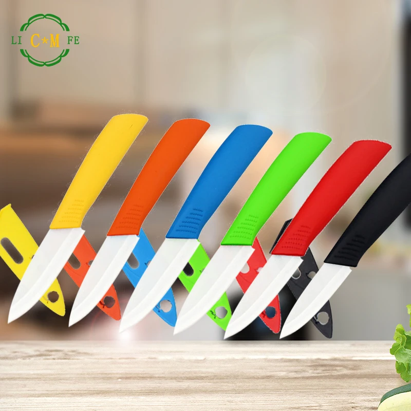 Керамика Ножи одиночный 3 дюймов белый лезвие с цветными ручками кухонные ножи