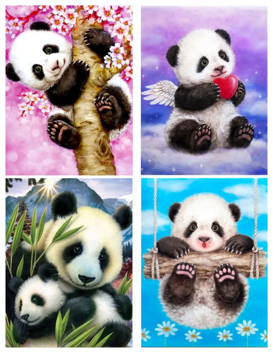 Алмазная 5D картина сделай сам панды свисающие животные полное сверло круглая