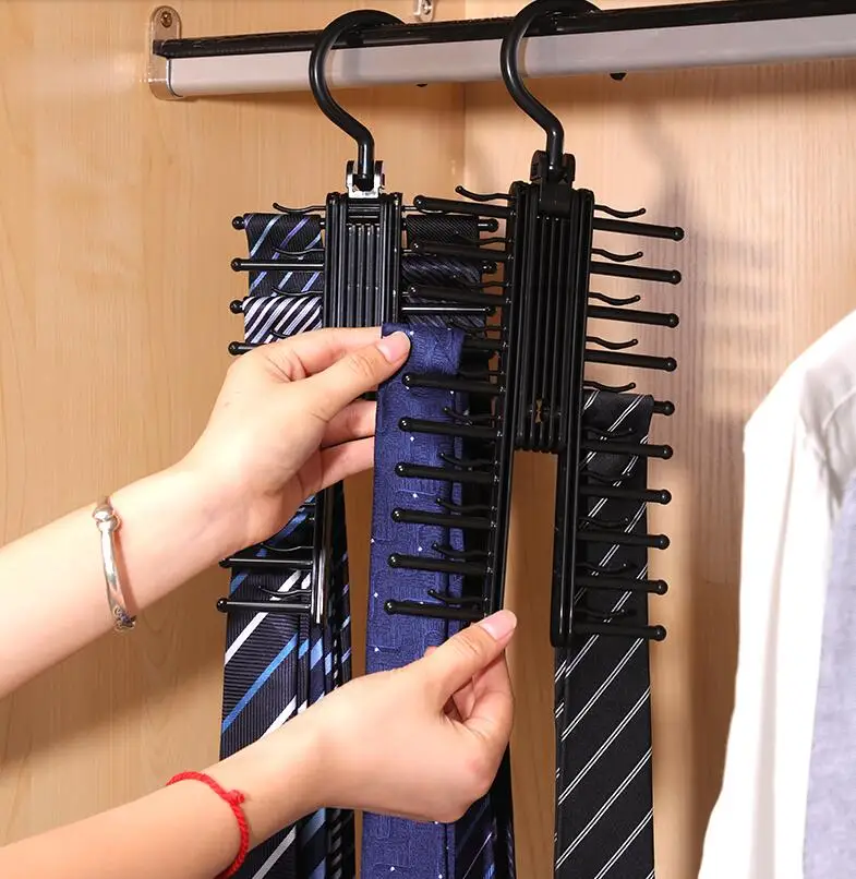 Large capacity hook tie storage clip multi-layer scarves Scarf Belt JK clothes hanger deformable 20 row display rack