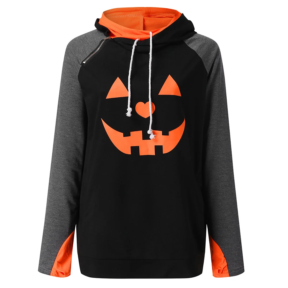 

Printed Hoodie Women Pockets Long Sleeve Hooded Pullovers Patchwork Plus Size Hoodies
