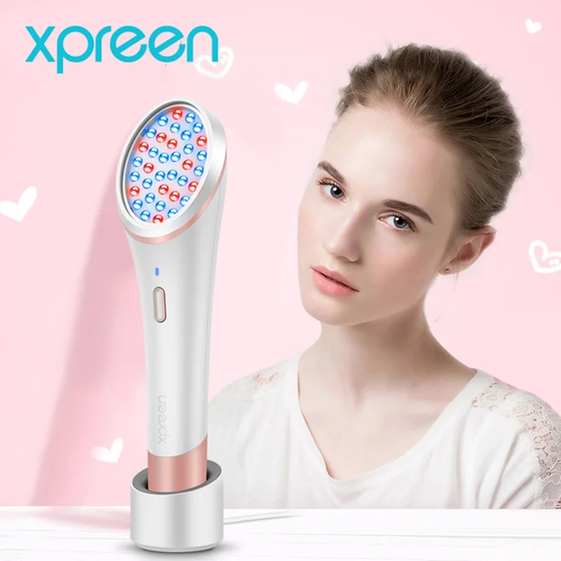 XPRE052W Acne Light Therapy, Xpreen беспроводной Перезаряжаемый Свет устройство для лечения акне Acne Clearing ластик с синим светом и красным светом - Цвет: XPRE052W