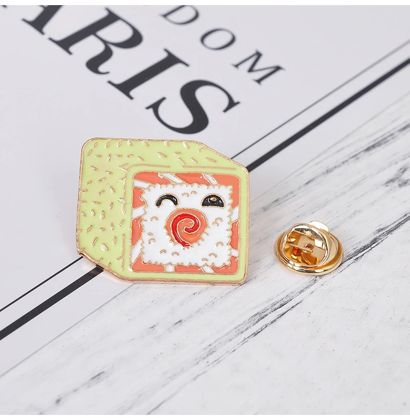 7 Style Collection Enamel Pins Brooches for Women Backpack Clothes Lapel Pin Sushi Salmon Brooch Badges Creative Cartoon Jewelry