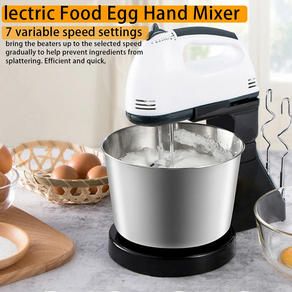 

New Electric Food Egg Hand Mixer Cake Dough Vertical Mixer Mixing Bowl 7 Speed Mixing Automatic Mixing Desktop Household Mixer