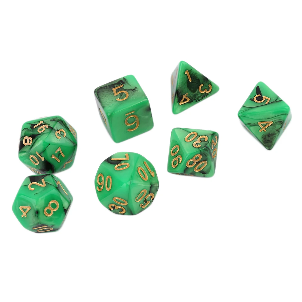 as show Яркий набор из 7 предметов, креативные многогранные акриловые Dice16-20Mm с жемчугом D4 D6 D8 D10 D12 D20 - Цвет: as show