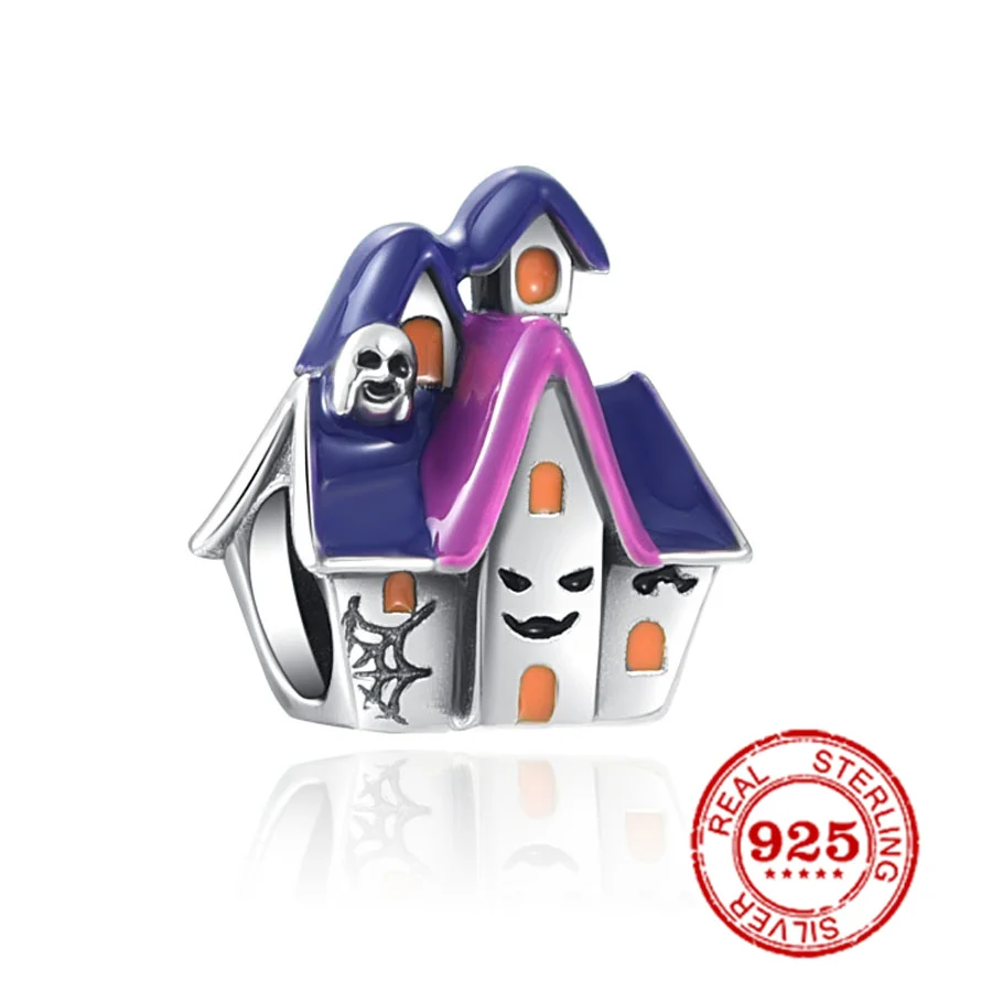 Шарм-бусина из серебра 925 пробы с черепом на Хэллоуин