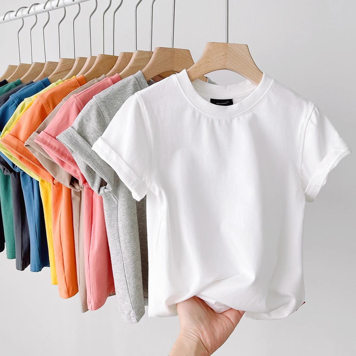 

Boys T shirt Solid Color Cotton Basic Shirt Short Sleeve Girls T shirt Tops Summer BB111