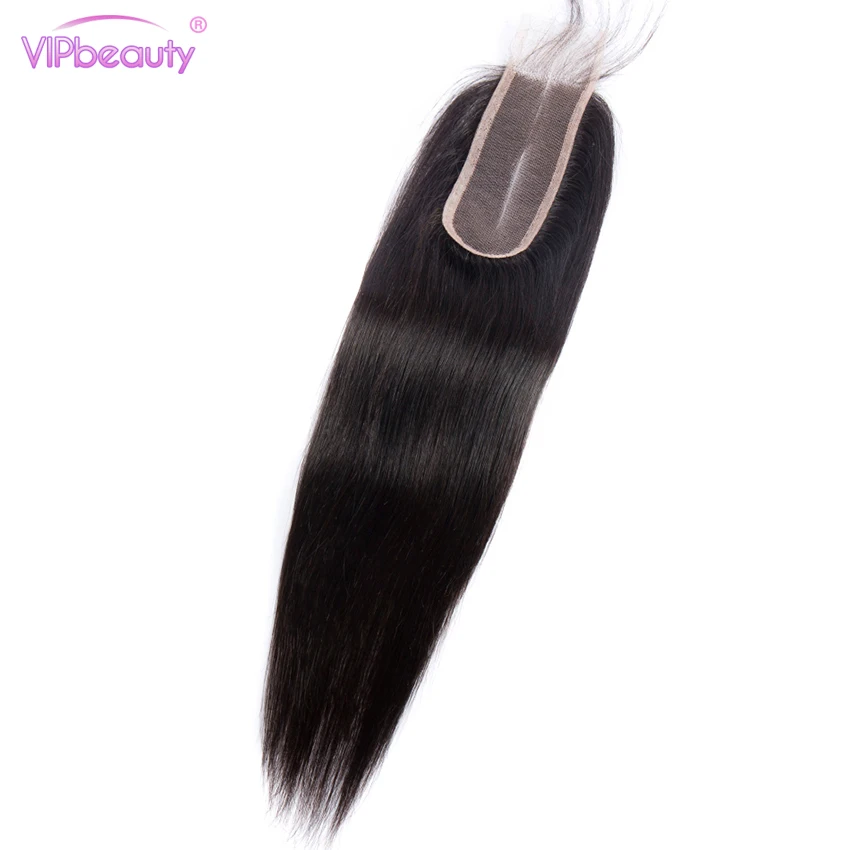 VIP beauty, перуанские прямые волосы remy, пряди с закрытием, натуральные черные волосы с 2x6, на шнуровке, средняя часть