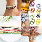 Многослойные разноцветные стеклянные бусины Сексуальная цепочка на талию для женщин, летние браслеты для ног, ювелирные изделия на украшение для сандалий