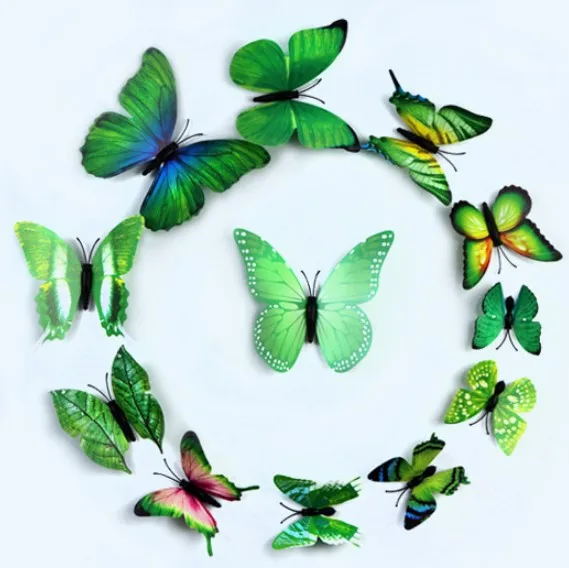 12 шт./компл. 3D наклейки на стену Бумага бабочка холодильник стикеры для домашнего